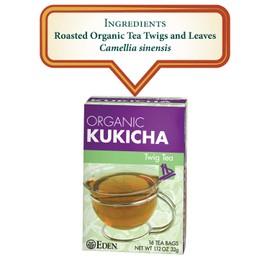 Eden Kukicha Organic Roasted Twig Tea, George Ohsawa Macrobiotic, Low Caffeine, 16 Unbleached Manila Tea Bags/Box (12)