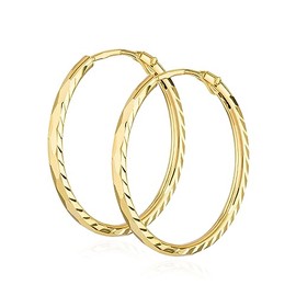 NKlaus Pair of Hoop Earrings 333 Yellow Gold 8 Carat Earrings 1.1 mm Wide Women's Earrings, Yellow Gold
