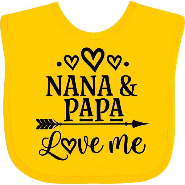 inktastic Nana Papa Love Me Grandchild Baby Bib Yellow 2dfa1