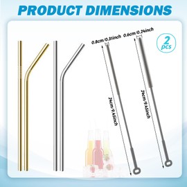 2 pcs Silicone Bottle Brush, Straw Cleaner Set, Extra Long Double-Ended Soft Silicone Brush for Baby Bottles, Water Bottles, Thermoses, Sports Bottles, Heat Resistant Hangable Cleaning Tool