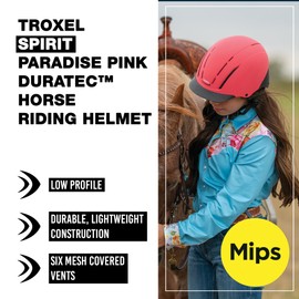 Troxel Spirit with MIPS Technology Full Coverage Horse Riding Helmet, Horseback Riding Gear for Equestrians, Medium (7-7-3/8), Pink Duratec