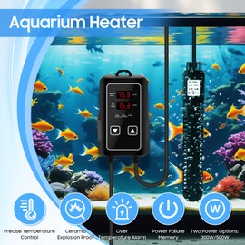 Aquarium Heater, Fish Tank Heater with Digital Controller, Adjustable Submersible Water Heater for Aquariums and Fish Tanks, Automatic Constant Temperature (500W)