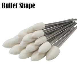Luo ke 75mm Extra Long Flet Polishing Bits, 1/8'' Extented Shank Cone Shape Compressed Wool Felt Buffing Polishing Tips for Rotary Tools (Pack of 30)