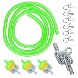 HOLATO Gas Fuel Line Hose Clamps Fuel Filters with Inline Shut Off Valve Petcock Set for 50cc 70cc 90cc 110cc 125cc 150cc Taotao Coolster Apollo Baja ATV Four Wheeler Dirt Pit Bike (GREEN)