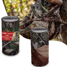 Camo Silencing Tape, 2 Rolls Camouflage Self Adhesive Tape Silencing Protective Fabric Strip Wrap Stick for Quieting Outdoor Metal Hunting Camouflage Gear and Accessories, 2.5" W x 3.2ft L