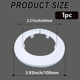 CAcoverVA 63mm Pipe Cover Decoration; Fit 2.48" Outer Diameter Pipe/Hole; White PP Plastic Escutcheon Collar; Snap-on Water Escutcheon Plate for Bathroom Kitchen Wall Tube Decor 1 Piece