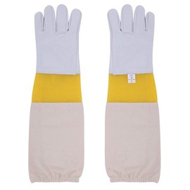 Beekeeping Gloves Bee Keeper Gloves - Premium Goatskin Leather Beekeeper Gloves with Protective Ventilated Long Canvas Sleeves & Elastic Cuffs for Beginner, Professional beekeeping supplies, XL
