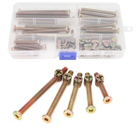 50pcs 1/4-20" Baby Bed Hardware Replacement Kit, Zinc Plated Hex Socket Cap Drive Screws Barrel Nuts Assortment Kit for Cot Chairs Furniture