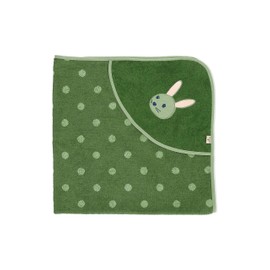 Sterntaler Baby Unisex Bath Towel Baby GOTS Kinni - Bath Poncho Baby, Hooded Towel, Bath Towel Children with Rabbit Motif - Organic - Dark Green