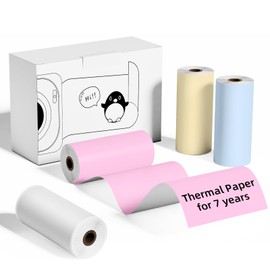 ASprink Coloured Thermal Paper 4 Rolls Compatible with T02 M02X M02L M02 M02 M02PRO M02S P2 P2S M04S Portable Thermal Printer, 57 mm x 3.5 m, White/Yellow/Pink/Blue Sticker Paper, 5 Year Shelf Life