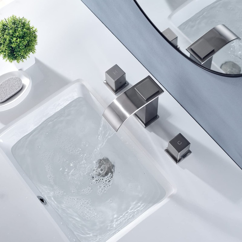 MR. FAUCET Waterfall Bathroom Sink Faucets 3 Hole, 2-handle 8