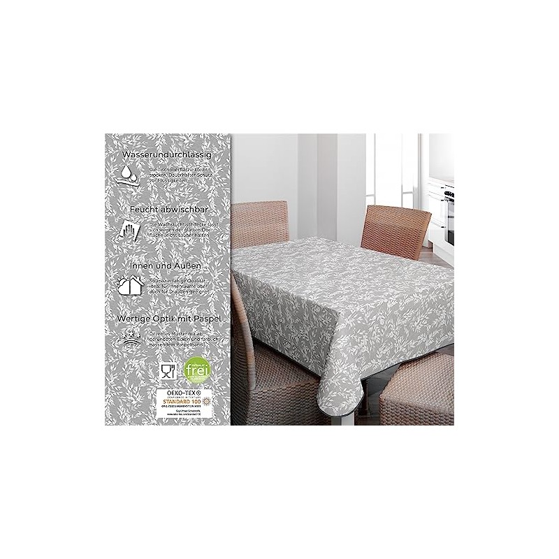 BEAUTEX Oilcloth Tablecloth Wipe Clean Non-Slip with Piping Band Square