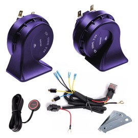 Car Horn Truck Horns 12V,BANHAO Train Horn Waterproof High Low Dual Tone Universal Fit Super Loud Electric Snail Horns Kit for all 12V vehicles, RVs, pickups and off-road cars (with button)