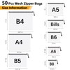 Multi-Size Mesh Zipper Pouch, 50 Pieces 8 Sizes Black Large