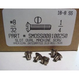 AmericanIntegratedSupply.com #8-32x1/4 Undercut Oval Head Slotted Machine Screws Stainless Steel (10)
