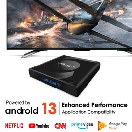 Android TV Box,Smart TV Box Android 13.0 4GB RAM 64GB ROM Quad-core 64bit Android Box Builtin WiFi6 2.4G 5G WiFi and Bluetooth 5.0 Support 3D 8K H.265 Videos Internet TV Box with Wireless Keyboard