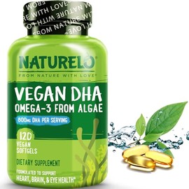 NATURELO Vegano DHA - Aceite Omega 3 de algas. 120 cápsulas blandas