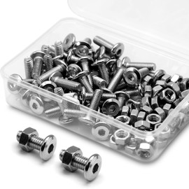 (50 Sets) M5 x 16 mm Allen Screws and Nuts Set 304 Stainless Steel Flat Head Furniture Connection Screws