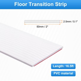 HARFINGTON Floor Transition Strip 2" 16.5ft Self-Adhesive Laminate Floor Strips Divider Floor Cover Strips Durable PVC Edging Trim for Uneven Floors Carpet Tiles Gaps, White