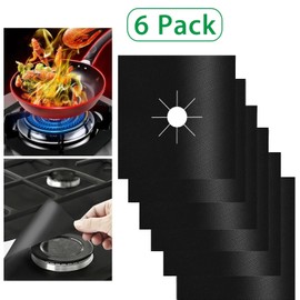6 Pieces Stove Top Covers, Reusable, Non-Stick, Stove Burner Foils, Area Protector for Kitchen, Heat Area, Covers, 10.6 x 10.6 Grill Steel Plate (Black, One Size)