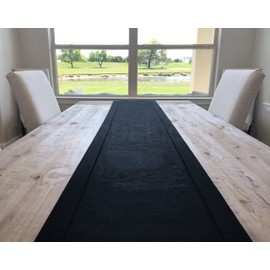 CleverDelights Black Linen Hemstitch Table Runner - 16" x 90" - 100% Linen