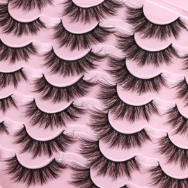 Eyelashes Natural Look Faux Mink Lashes Fluffy False Eyelashes Wispy Cat Eye Lashes Pack Strip Lashes by Kiromiro