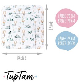 TupTam Baby Changing Mat Softly Padded Patterned, Foxes on The Plane, 70 x 70 cm