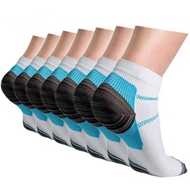 Compression Socks for Women and Men, 7 Pairs Low Cut Plantar Fasciitis Socks