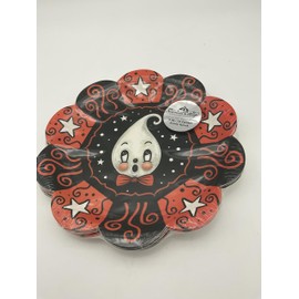 Carnival Cottage by Johanna Parker & Magenta White Ghost Kooky Spook Disposable Paper Plater. One Pack of 12 9" paper plates