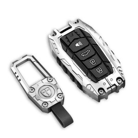 Cavlobe Zinc Alloy Key Fob Cover,Keychain,Full Protection Car Key Case for Toyota Camry RAV4 XLE Avalon TRD Corolla XSE C-HR Prius Prime Highlander 4Runner Prado Keyshell Accessories(NO.053 Silver)