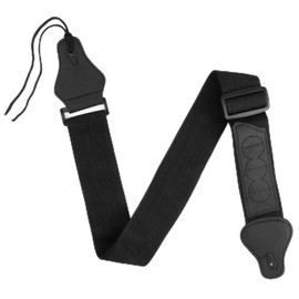 eModwey Adjustable Cotton Guitar Strap with PU Leather Ends, Compatible with Electric Guitar, Western Guitar, Acoustic Guitar & Bass, Black - Includes 3 Pick Holders for Kids and Adults, black