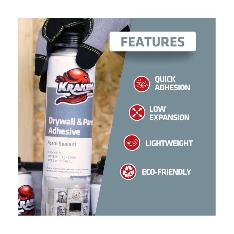KRAKEN BOND Drywall & Panel Adhesive Foam - (2X24oz) Heavy-Duty,