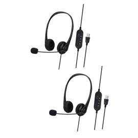 Gatuida 2pcs Microphone Gaming Headset Deep Bass Wired for Online Classes Office Calls and Gaming Comfortable Over-Ear Design Volume Control