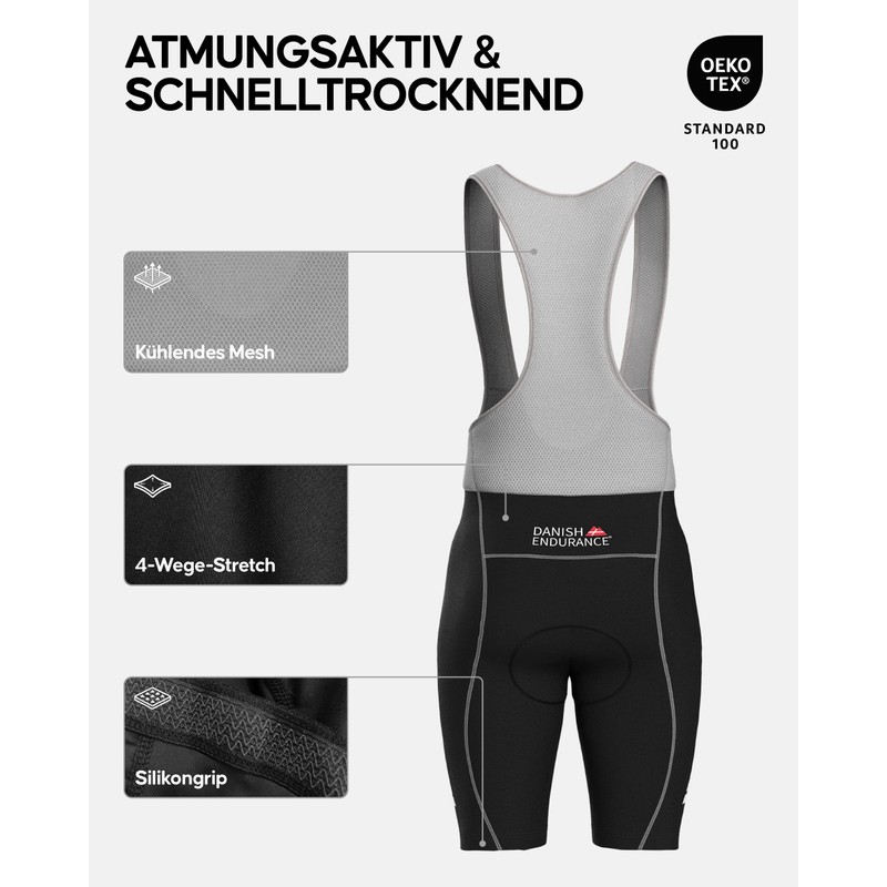 DANISH ENDURANCE Men's Cycling Shorts or Cycling Shorts with Seat