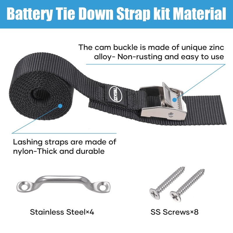 EXVITAL Battery Tie Down Strap Hold Down Kit, 1" x
