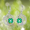 St Patricks Day Shamrock Earrings for Women Sterling Silver Tree