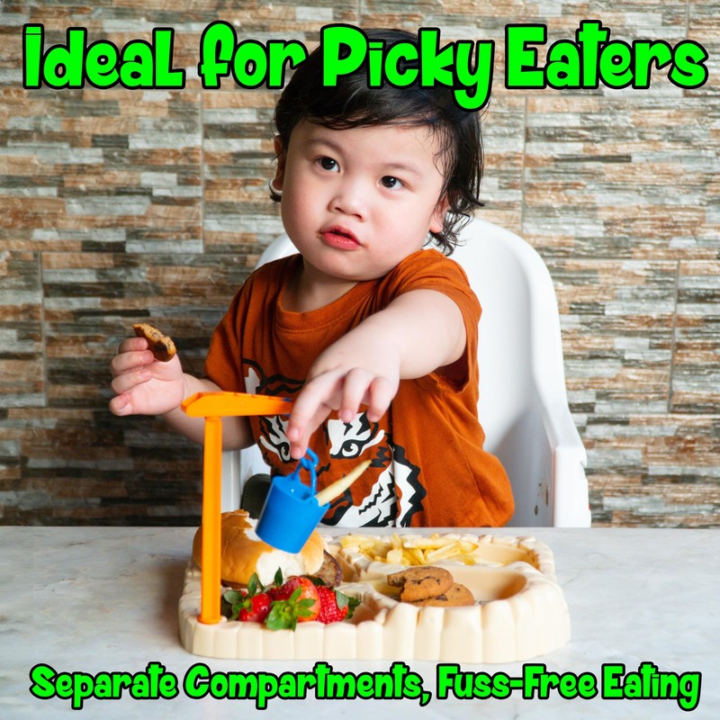 Dinosaur Meal Set, Dino Kids Plate and Condiment Holder, Jurassic