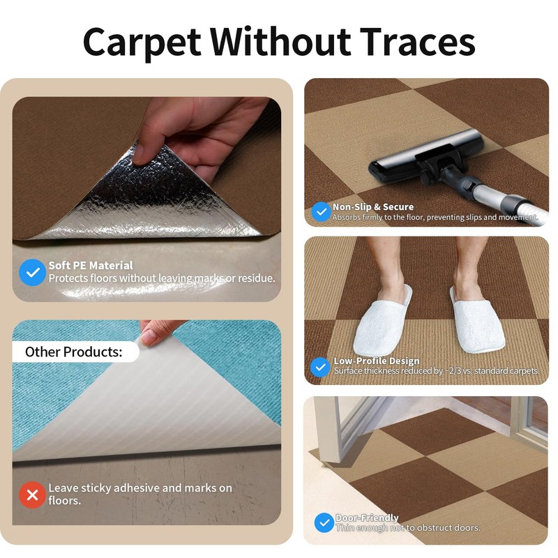 AKIVIDA 12Pcs Carpet Squares 24”x 24” Carpet Tiles Peel and