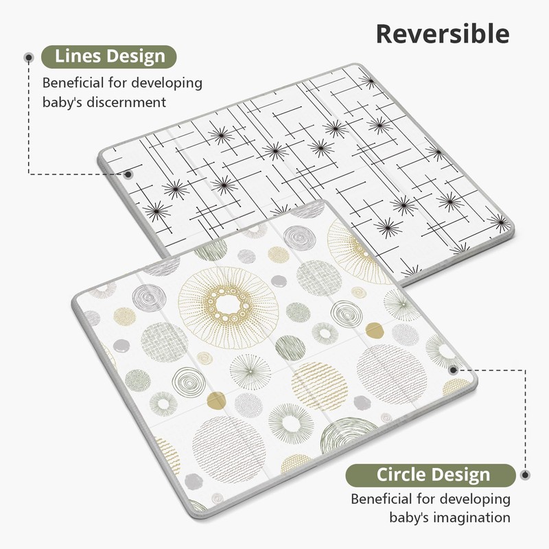 Foldable Baby Play Mat, PIGLOG 50x50 Playpen Mat, 0.6in Thick