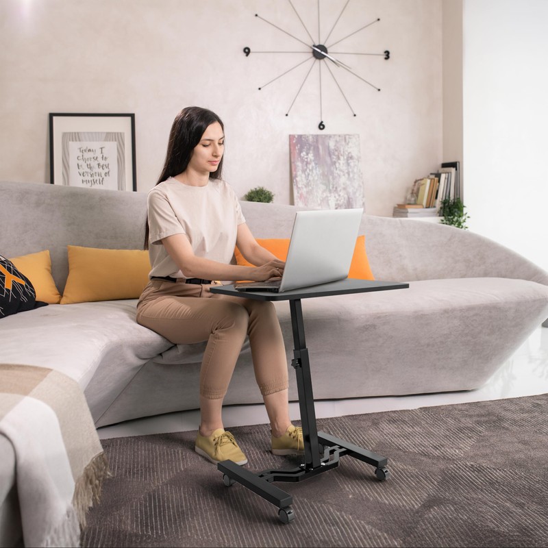 SHW Mobile Height Adjustable Laptop Rolling Cart with Height Adjustment