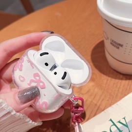 MINSCOSE Compatible with AirPods 4 Clear Case,Cute Ribbon Bow Pretty Aesthetic Design with Bow Love Heart Keychain,Soft TPU Protective Shockproof Case for Women Girl for AirPod 4-Pink