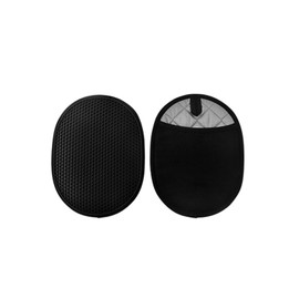 Silicone Pot Holder Set of 2 with Pocket, Heat Resistant Oven Mitts and Non-Slip Ribbed Kitchen Hot Pads for Cooking and Baking - Extra Large Size 9.8 x 7.5 inches, Quilted Lining (Black)