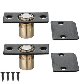 JQK Closet Magnetic Door Ball Catch Hardware, 430 Stainless Steel Catch Adjustable with Strike Plate, Polished Steel Finish 2 Pack, HBC120-BN-P2