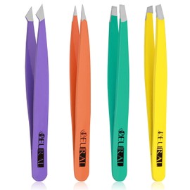 Professional Eyebrow Tweezers for Facial Hair Women & Men Stainless Steel, Angled, Straight, Slanted and Pointed Tip Precision Tweezers for Ingrown Hair Tweezers (4, Multi)