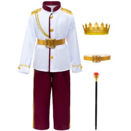 Prince Charming Costume for Kids Boys Royal Prince King Outfit Party Cosplay 4-6T White