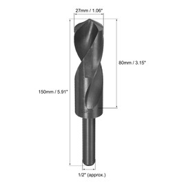 sourcing map 2pcs Reduced Shank Drill Bits 27mm Black Nitride Coated High Speed Steel HSS 9341 with 1/2 Inch Straight Shank, Twist Drill Bit for Stainless Steel Alloy Metal Plastic