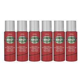 Brut Attraction Totale Deodorant Body Spray Long Lasting Fragrance 200ml 6PK