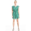 Max Studio Women's Ruffle Sleeve Short Dress, Green Leafy Pop