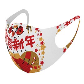 Smakore 013557 Design Mask, Set of 2, Polyester, Washable, Cloth Mask, Unisex, New Year's Day, Kadomatsu Dharma