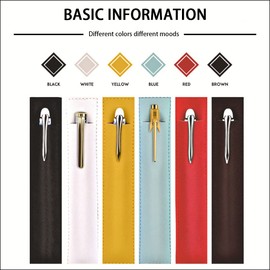 5 Pack Leather Pen Pouch Sleeve, Single Fountain Pen Holder Case, Soft Pen Protective Cover Organizer for Stylus Touch Pen, Ballpoint Pen, Pencils (Blue)